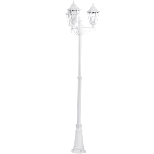Navedo havelampe i Støbt Aluminium Hvid med glasskærm Klar, MAX 60W E27, Base 23 cm, diameter 56 cm, højde 220 cm.